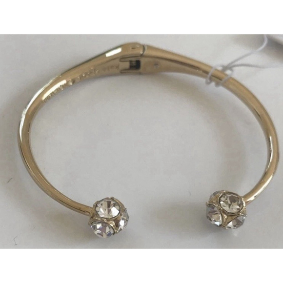 Kate Spade New York Gold Tone Lady Marmalade Crystal Ball Hinged Bangle Bracelet - Picture 4 of 5
